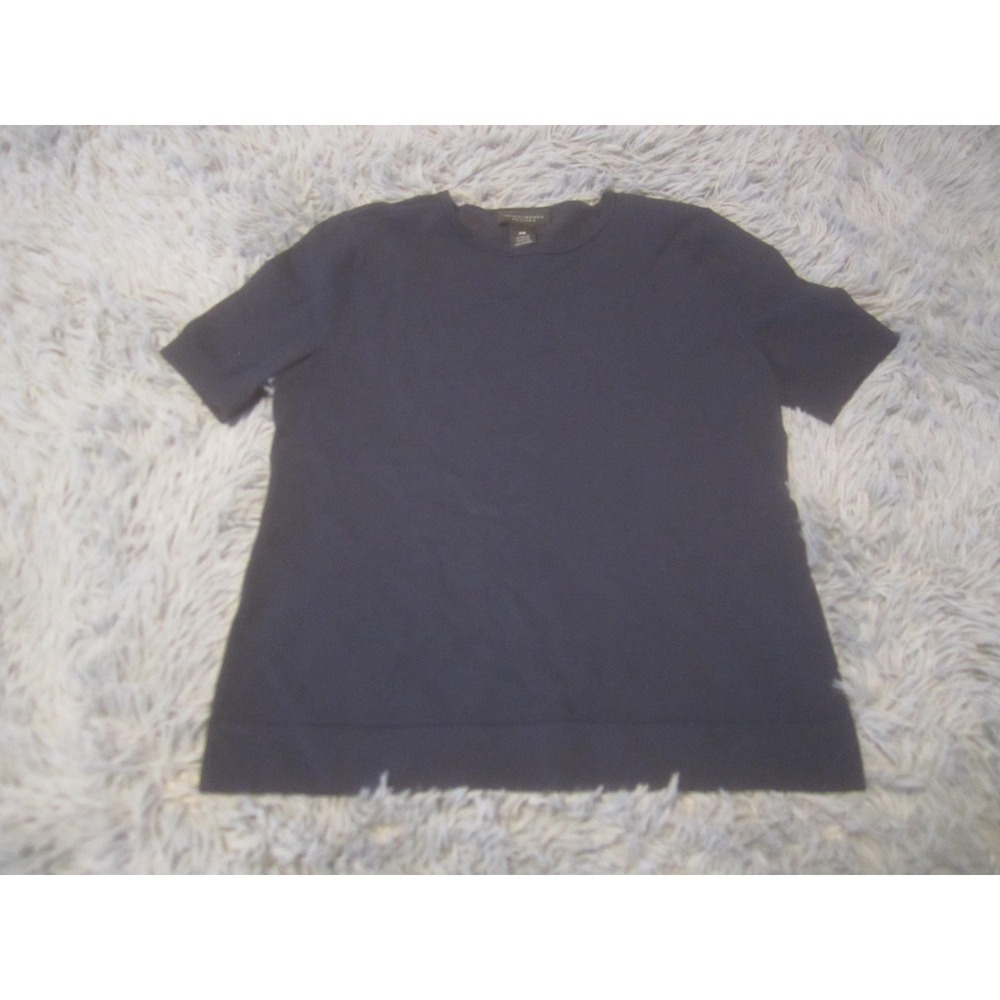 Investments Petites Sweater Womens PS Blue Short Sleeve Crew Neck Pullover Top